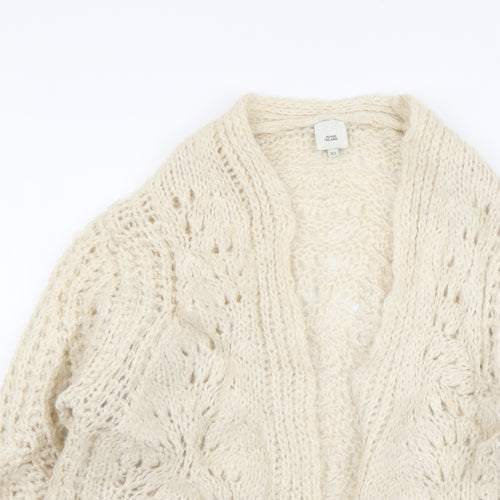 River Island Womens Beige V-Neck Acrylic Cardigan Jumper Size XS