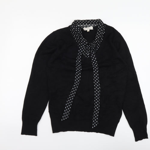 Paramour Womens Black Collared Viscose Pullover Jumper Size M