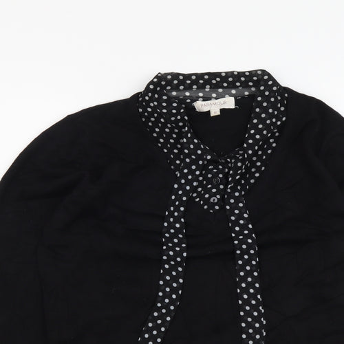Paramour Womens Black Collared Viscose Pullover Jumper Size M