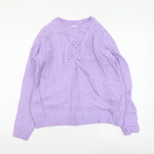 Papaya Womens Purple Round Neck Polyester Pullover Jumper Size S