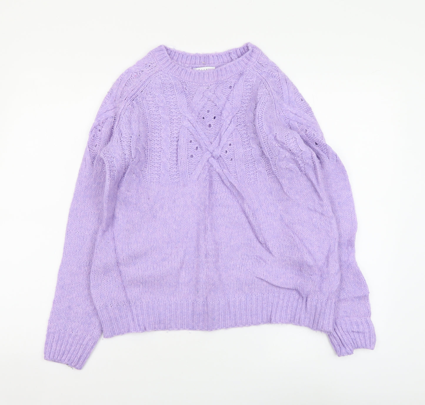 Papaya Womens Purple Round Neck Polyester Pullover Jumper Size S