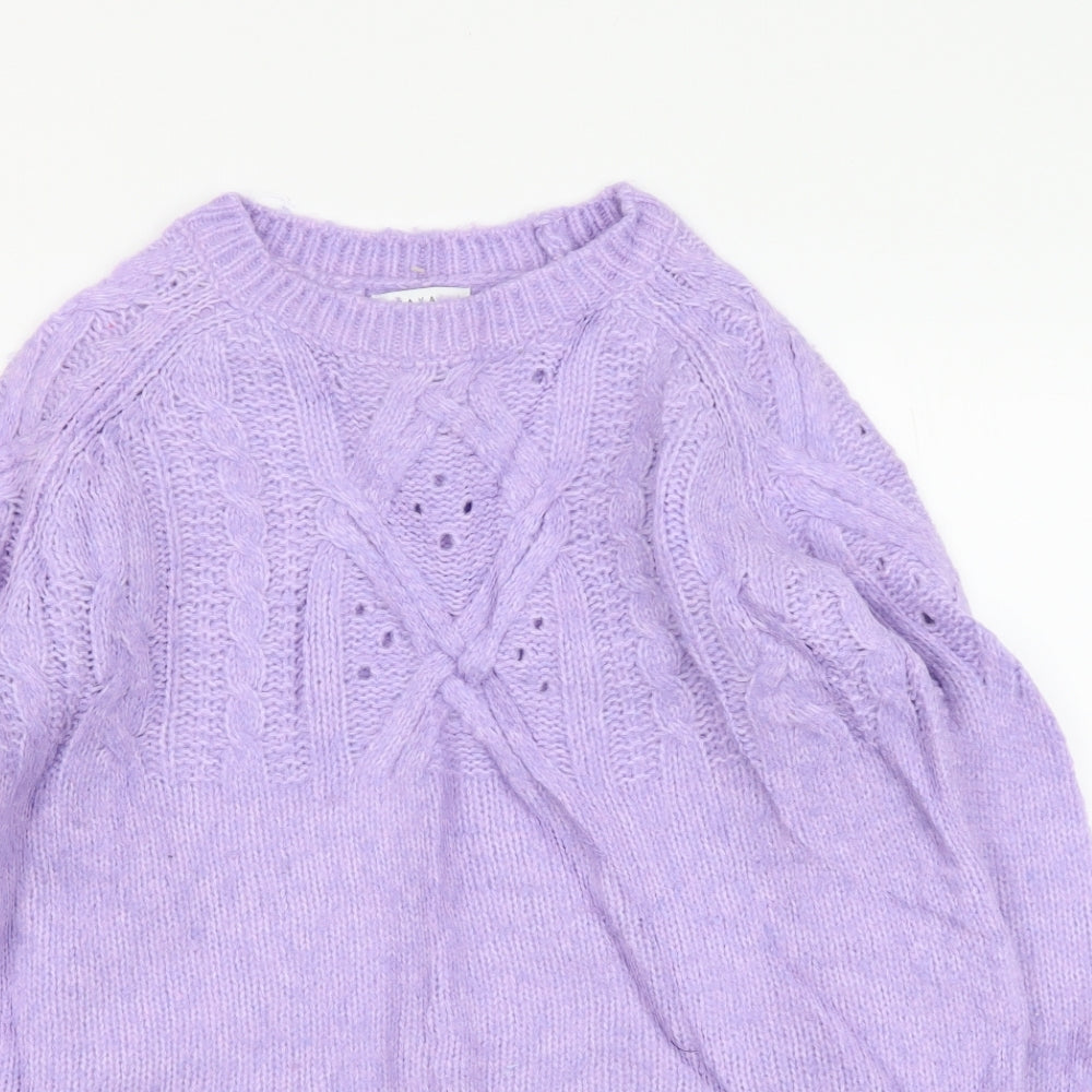 Papaya Womens Purple Round Neck Polyester Pullover Jumper Size S