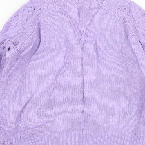 Papaya Womens Purple Round Neck Polyester Pullover Jumper Size S