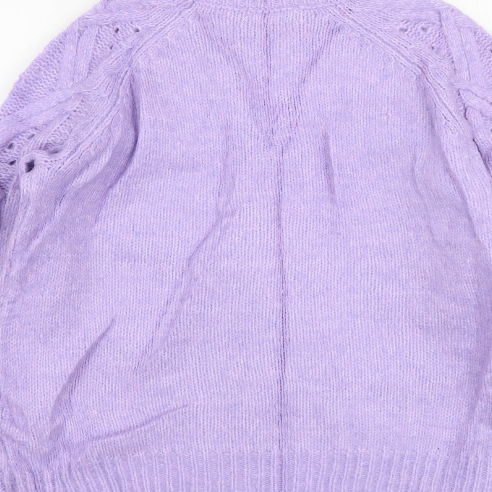 Papaya Womens Purple Round Neck Polyester Pullover Jumper Size S