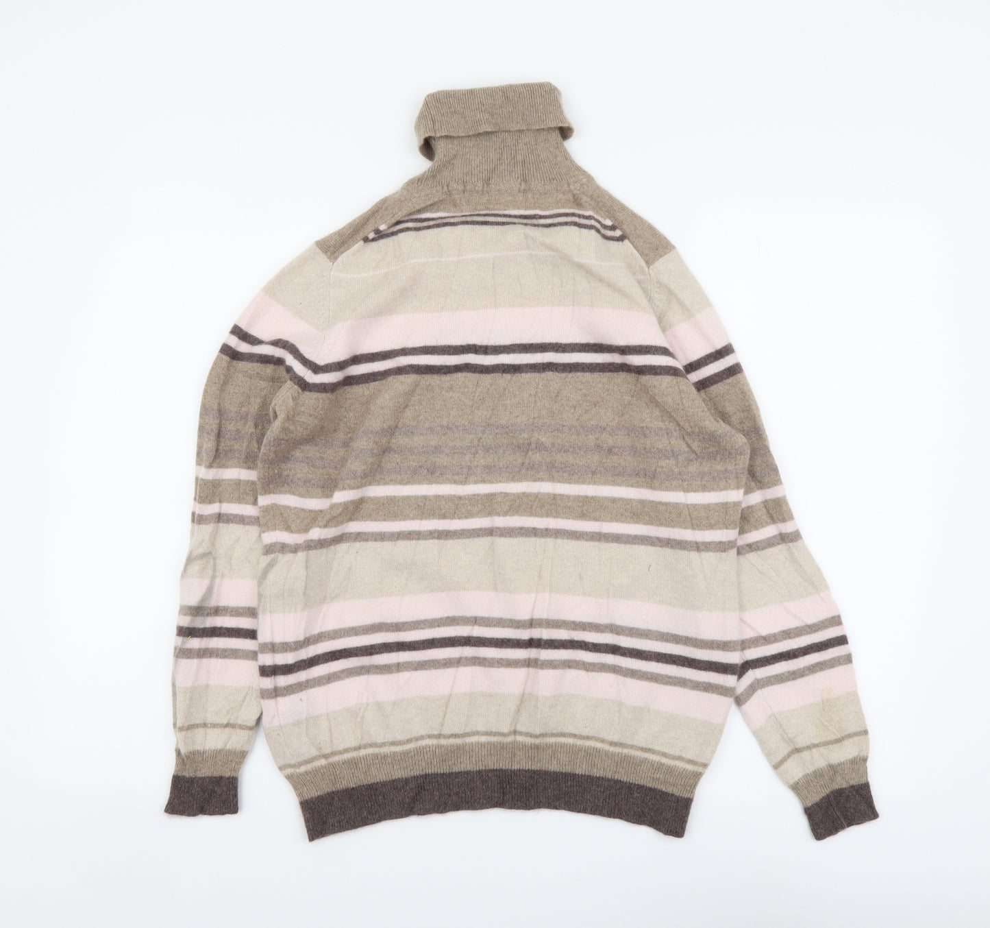 Marks and Spencer Womens Multicoloured Roll Neck Striped Cashmere Pullover Jumper Size 16