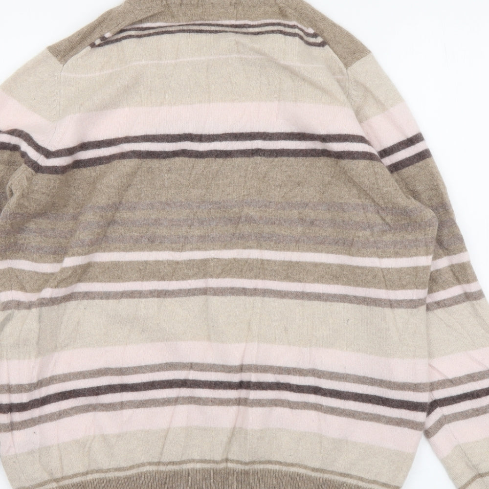 Marks and Spencer Womens Multicoloured Roll Neck Striped Cashmere Pullover Jumper Size 16