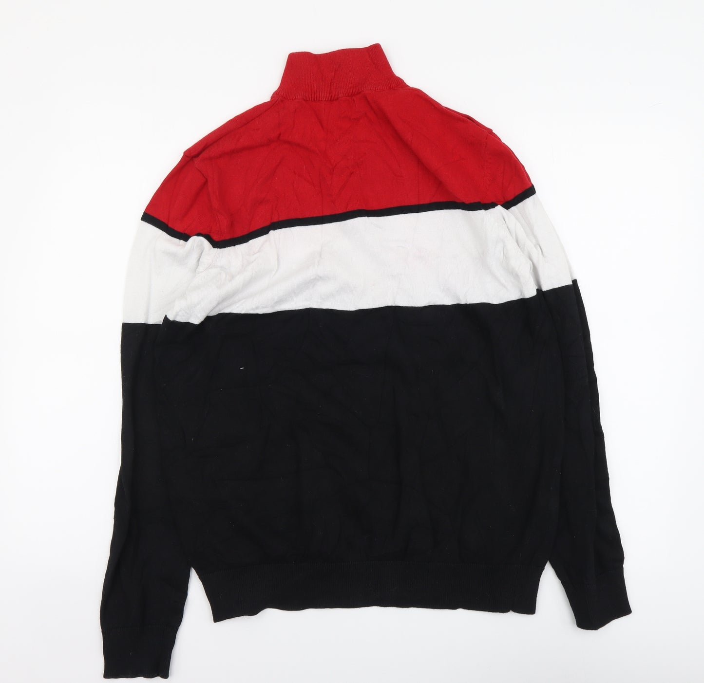New Look Mens Multicoloured High Neck Striped Cotton Pullover Jumper Size L