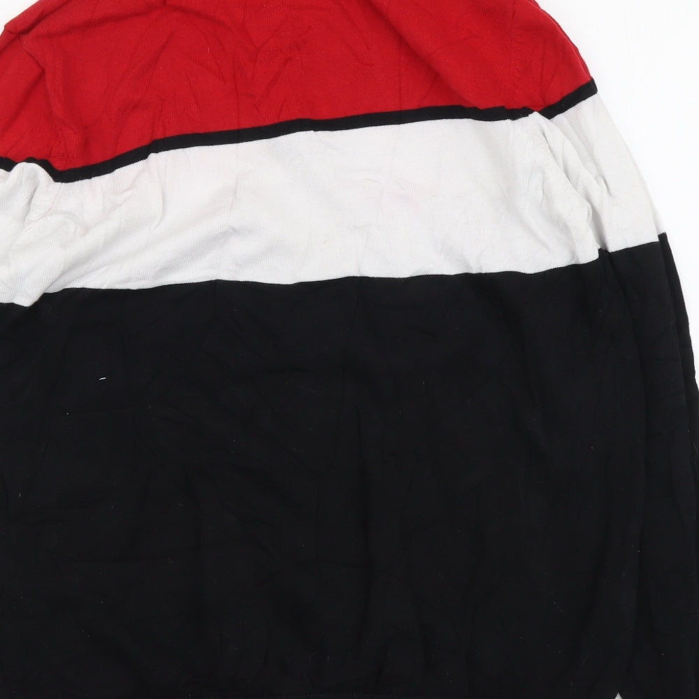 New Look Mens Multicoloured High Neck Striped Cotton Pullover Jumper Size L
