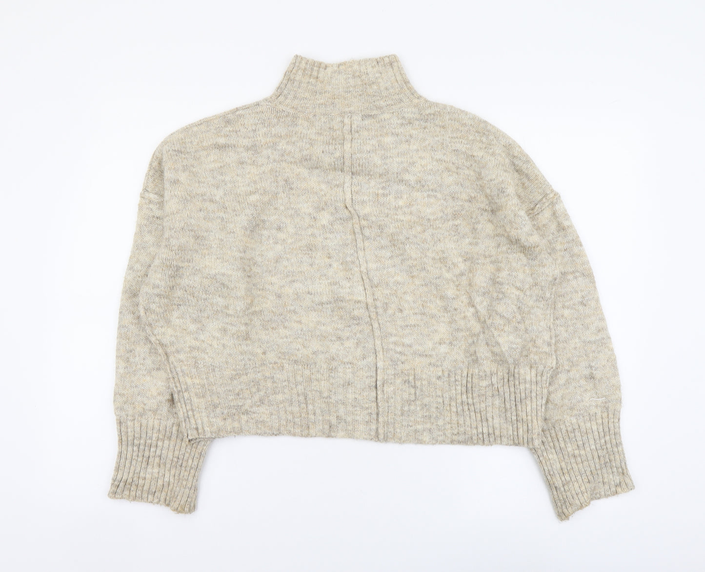New Look Womens Beige High Neck Polyester Pullover Jumper Size M