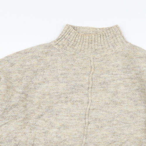 New Look Womens Beige High Neck Polyester Pullover Jumper Size M