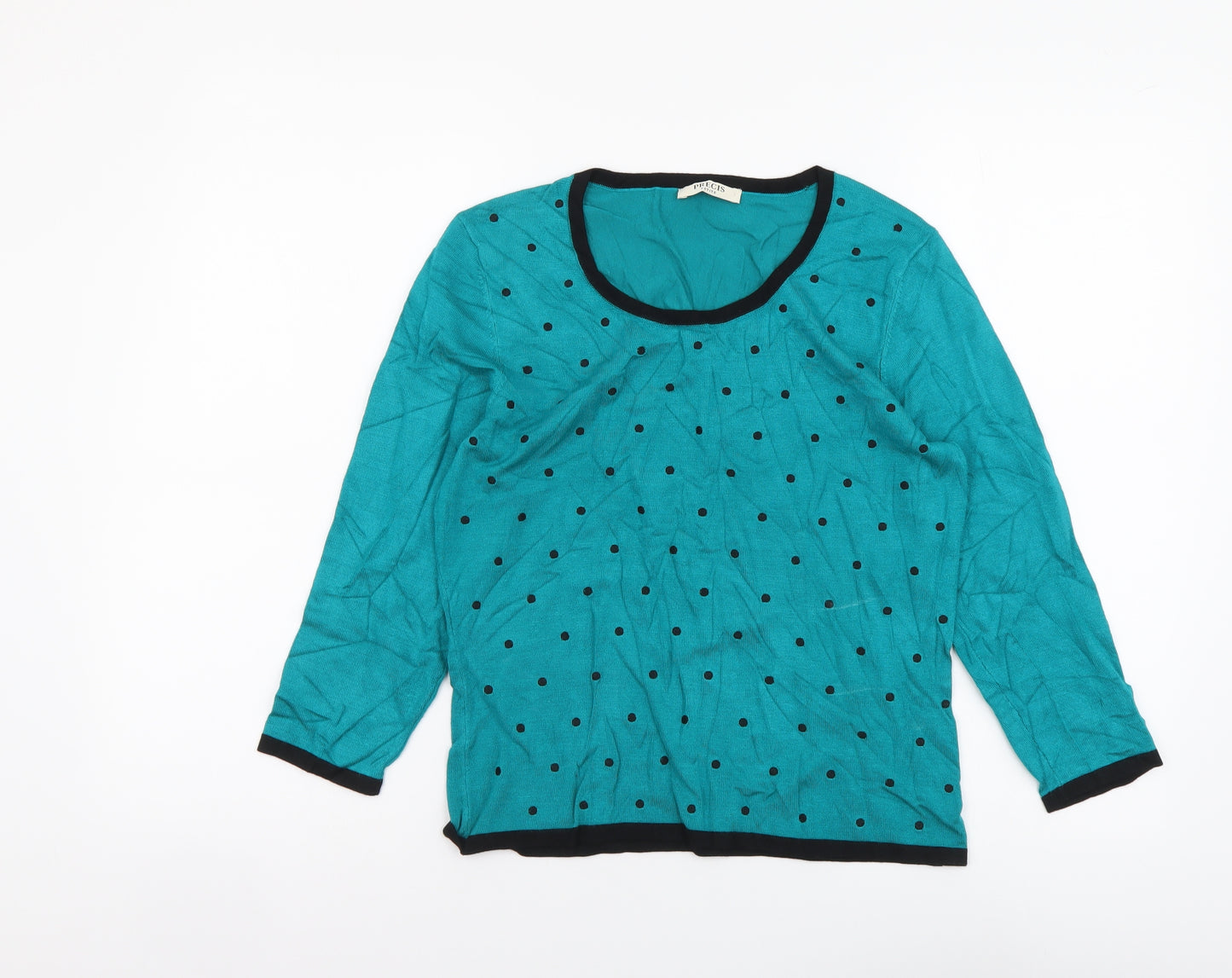 Precis Womens Green Round Neck Polka Dot Viscose Pullover Jumper Size S