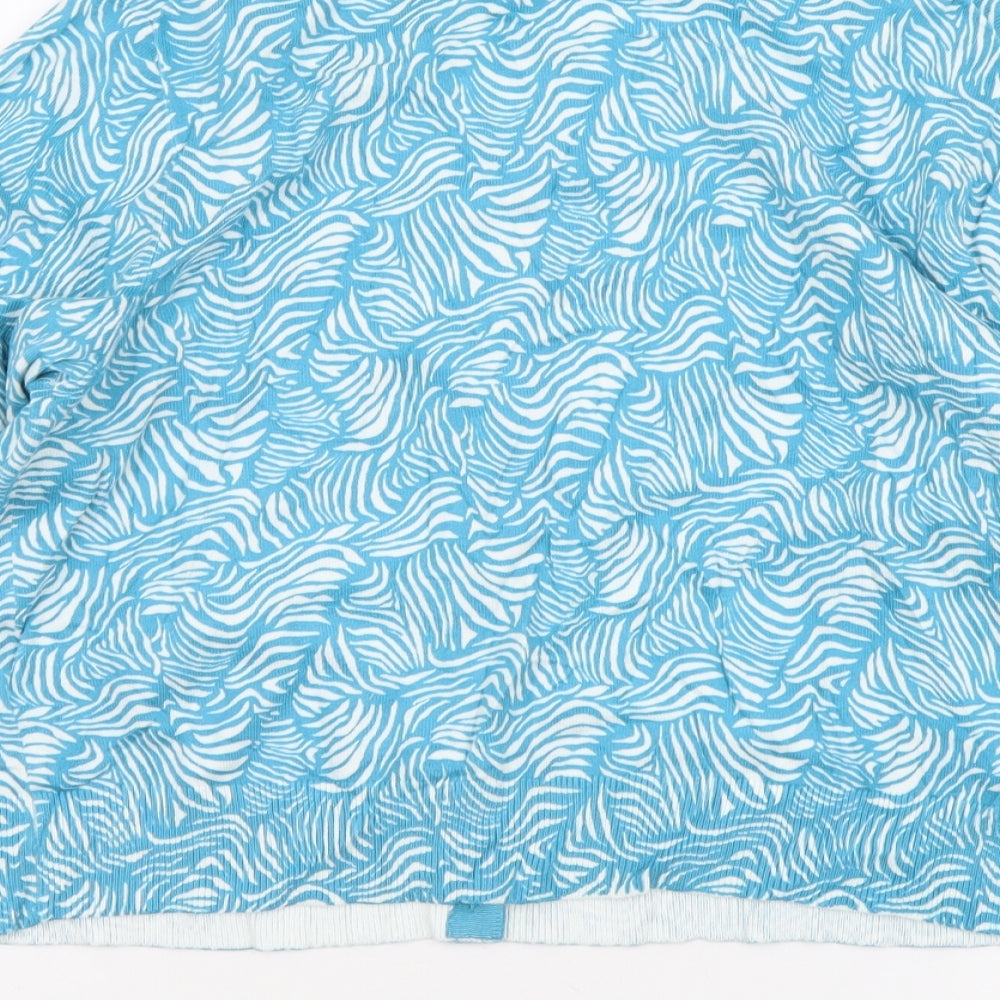 Boden Womens Blue Round Neck Geometric Cotton Cardigan Jumper Size M