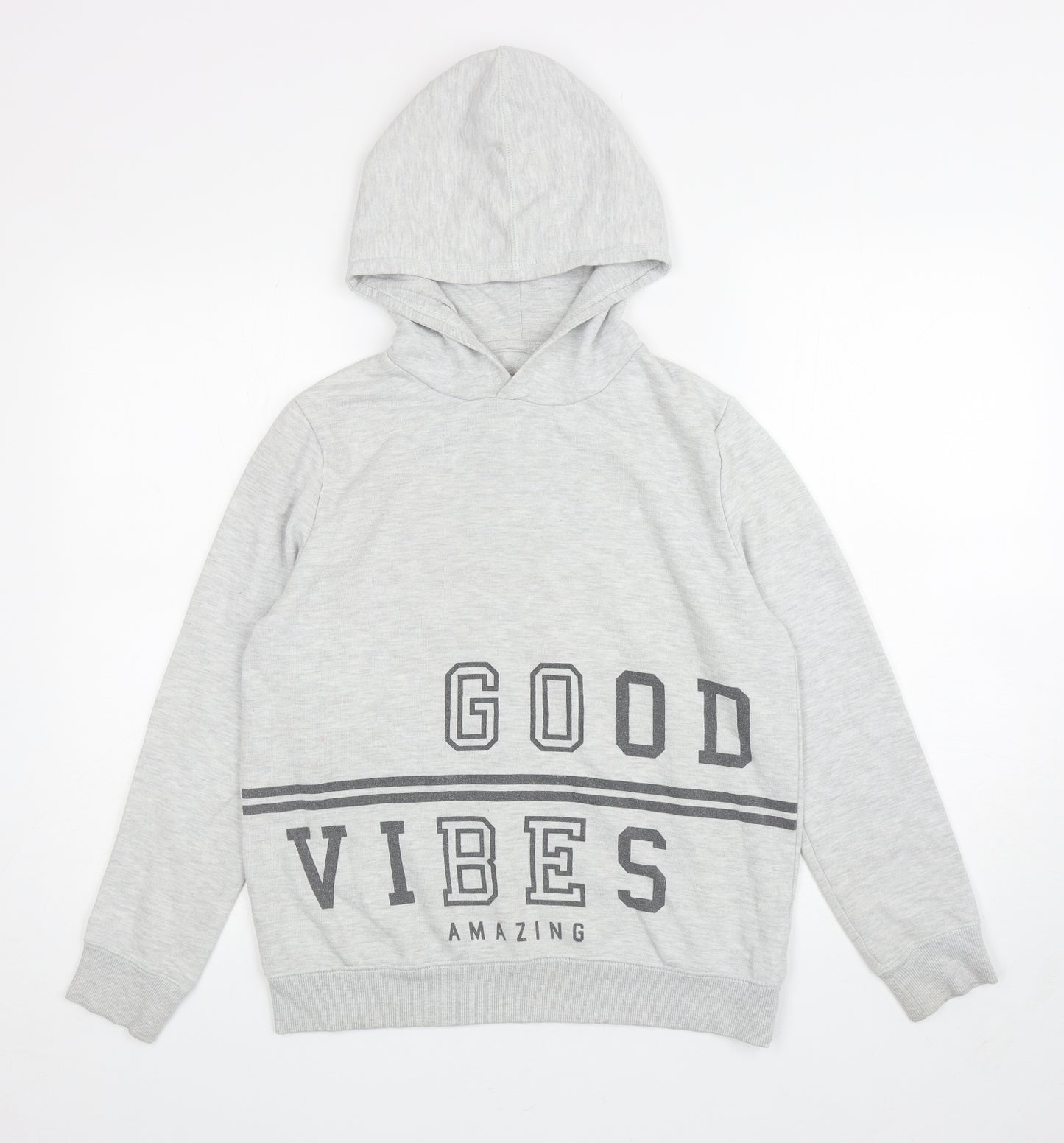 Zara Boys Grey Cotton Pullover Hoodie Size 11-12 Years Pullover - Good Vibes Amazing