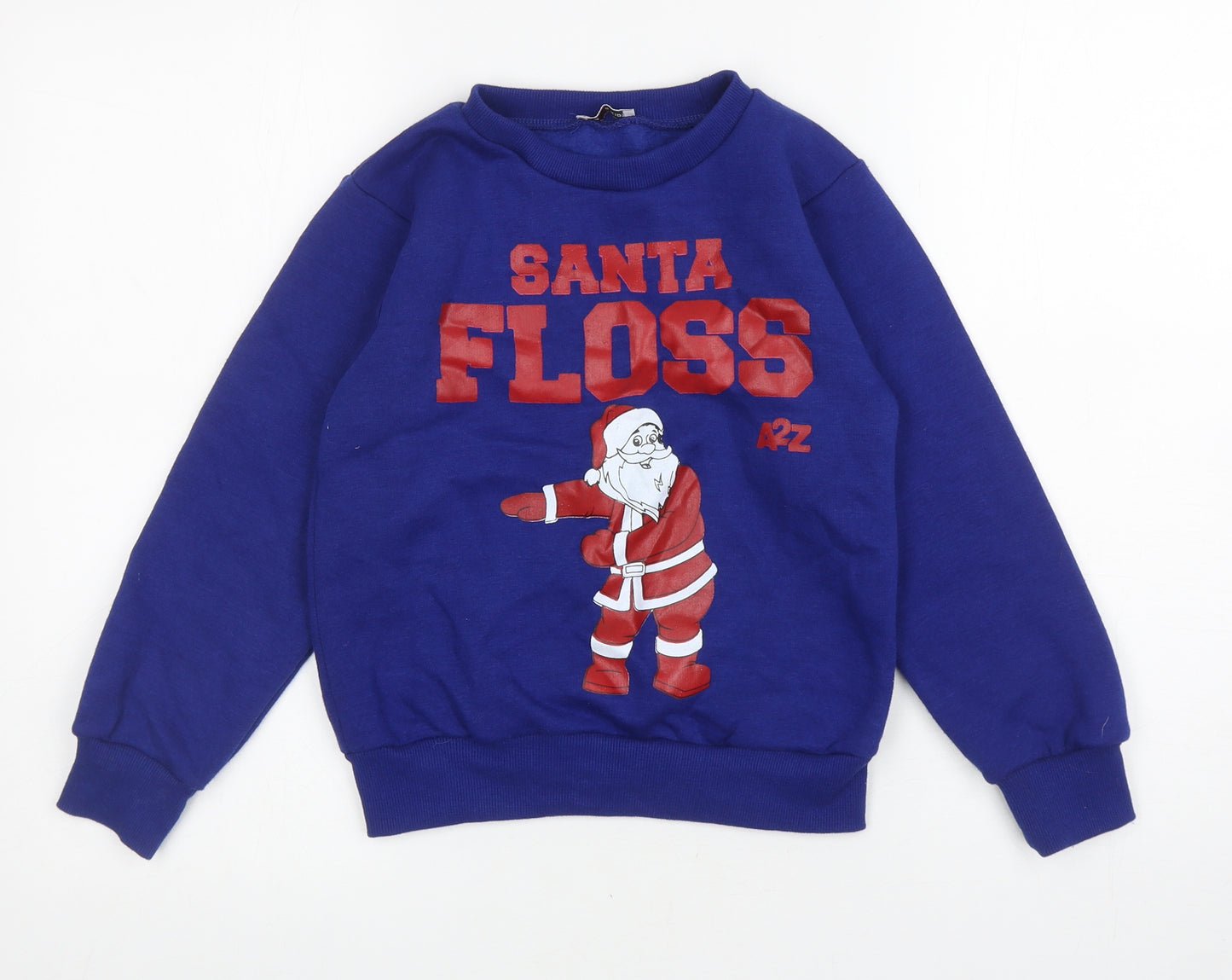 A2Z 4 kids Boys Blue Polyester Pullover Sweatshirt Size 7-8 Years Pullover - Santa Floss