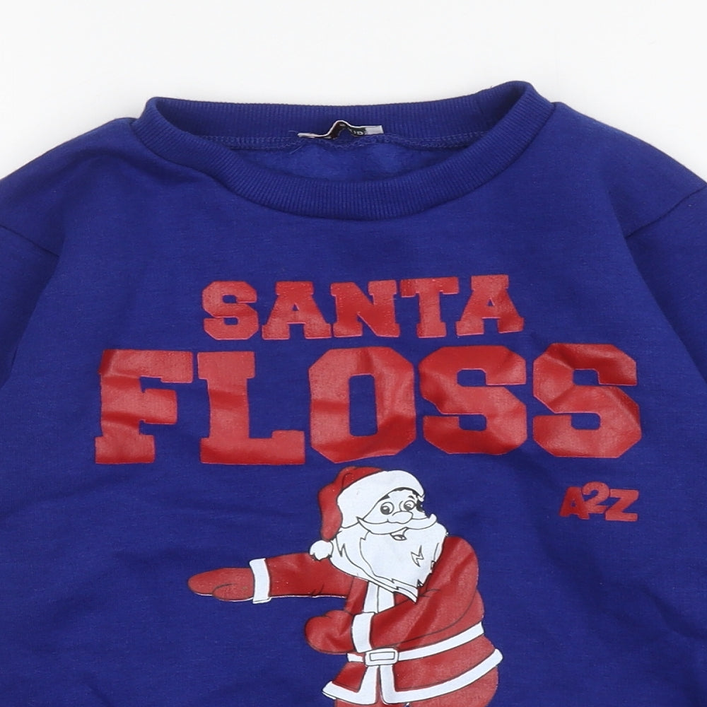 A2Z 4 kids Boys Blue Polyester Pullover Sweatshirt Size 7-8 Years Pullover - Santa Floss