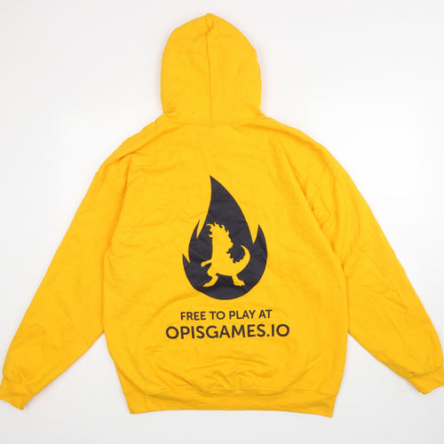 Gildan Mens Yellow Cotton Pullover Hoodie Size L - Opi Pets