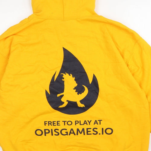 Gildan Mens Yellow Cotton Pullover Hoodie Size L - Opi Pets