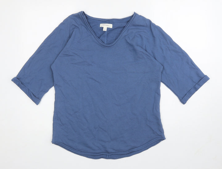 Per Una Womens Blue Scoop Neck Cotton Pullover Jumper Size 8