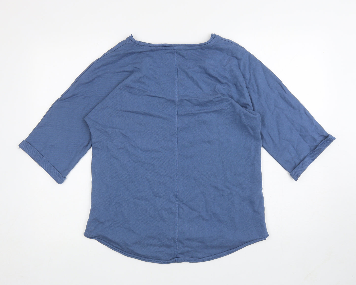 Per Una Womens Blue Scoop Neck Cotton Pullover Jumper Size 8