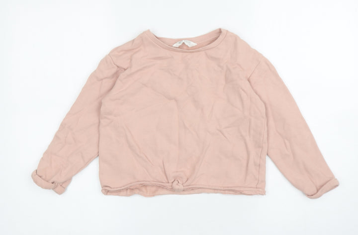 H&M Girls Pink Cotton Pullover Sweatshirt Size 7-8 Years Pullover
