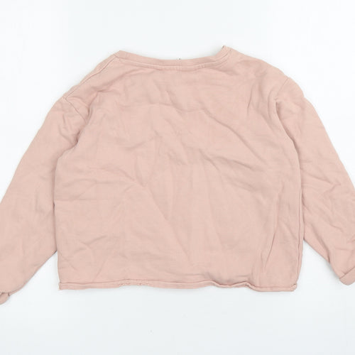 H&M Girls Pink Cotton Pullover Sweatshirt Size 7-8 Years Pullover