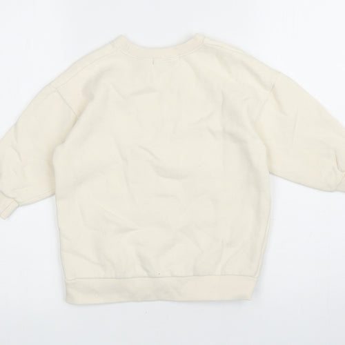 Boboyarn Girls Ivory Polyester Pullover Sweatshirt Size 7 Years Pullover - Rabbit