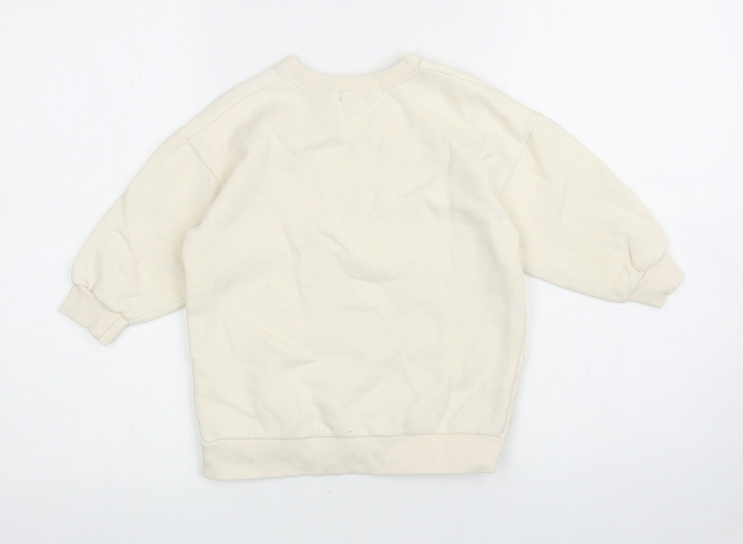 Boboyarn Girls Ivory Polyester Pullover Sweatshirt Size 7 Years Pullover - Rabbit