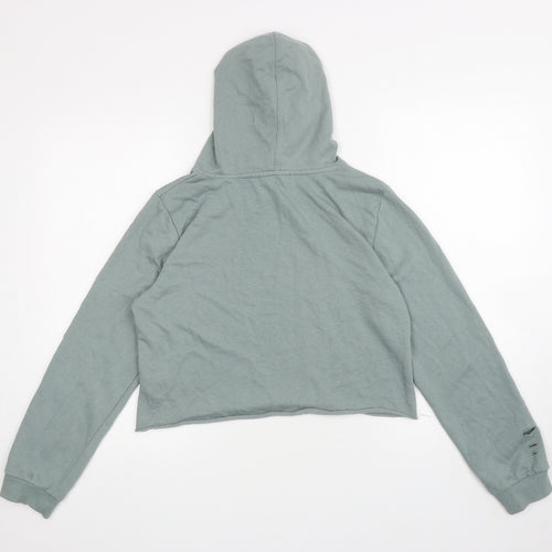 Atmosphere Womens Green Cotton Pullover Hoodie Size 10 Pullover - Ripped detail, Cropped