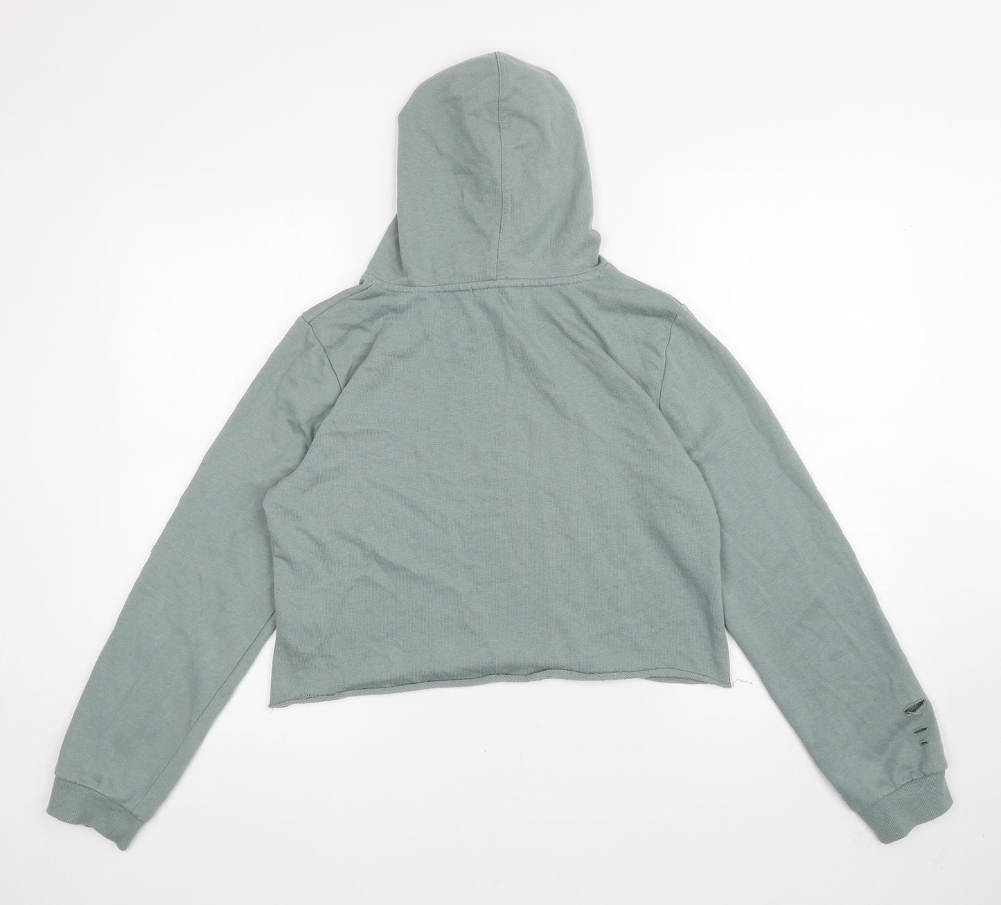 Atmosphere Womens Green Cotton Pullover Hoodie Size 10 Pullover - Ripped detail, Cropped