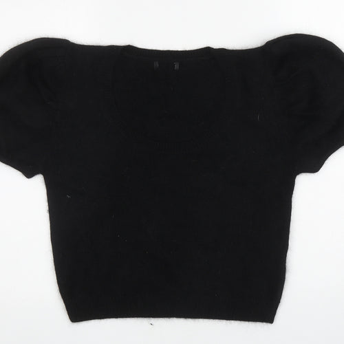 Matalan Womens Black Scoop Neck Acrylic Pullover Jumper Size 10