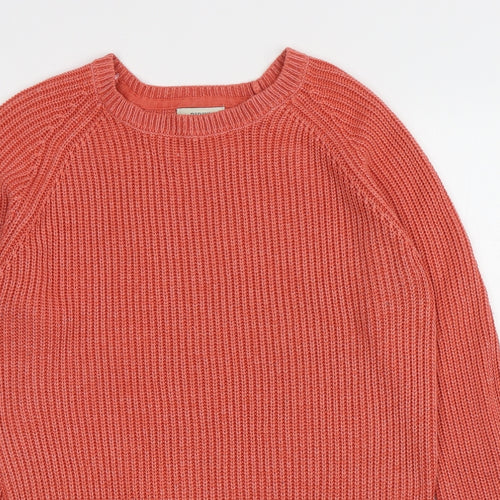 Papaya Womens Pink Round Neck Acrylic Pullover Jumper Size M - Lace trim