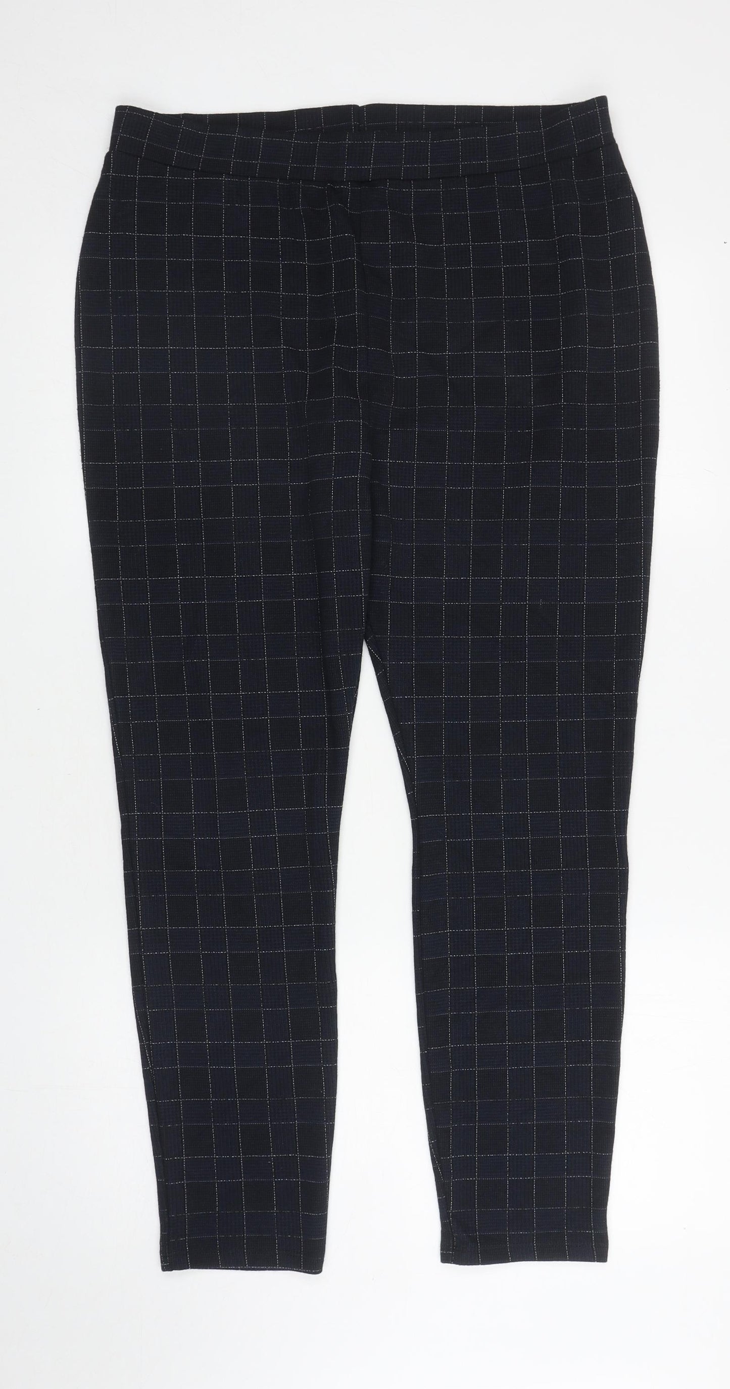 TU Womens Blue Plaid Polyester Capri Trousers Size 18 L28 in Regular