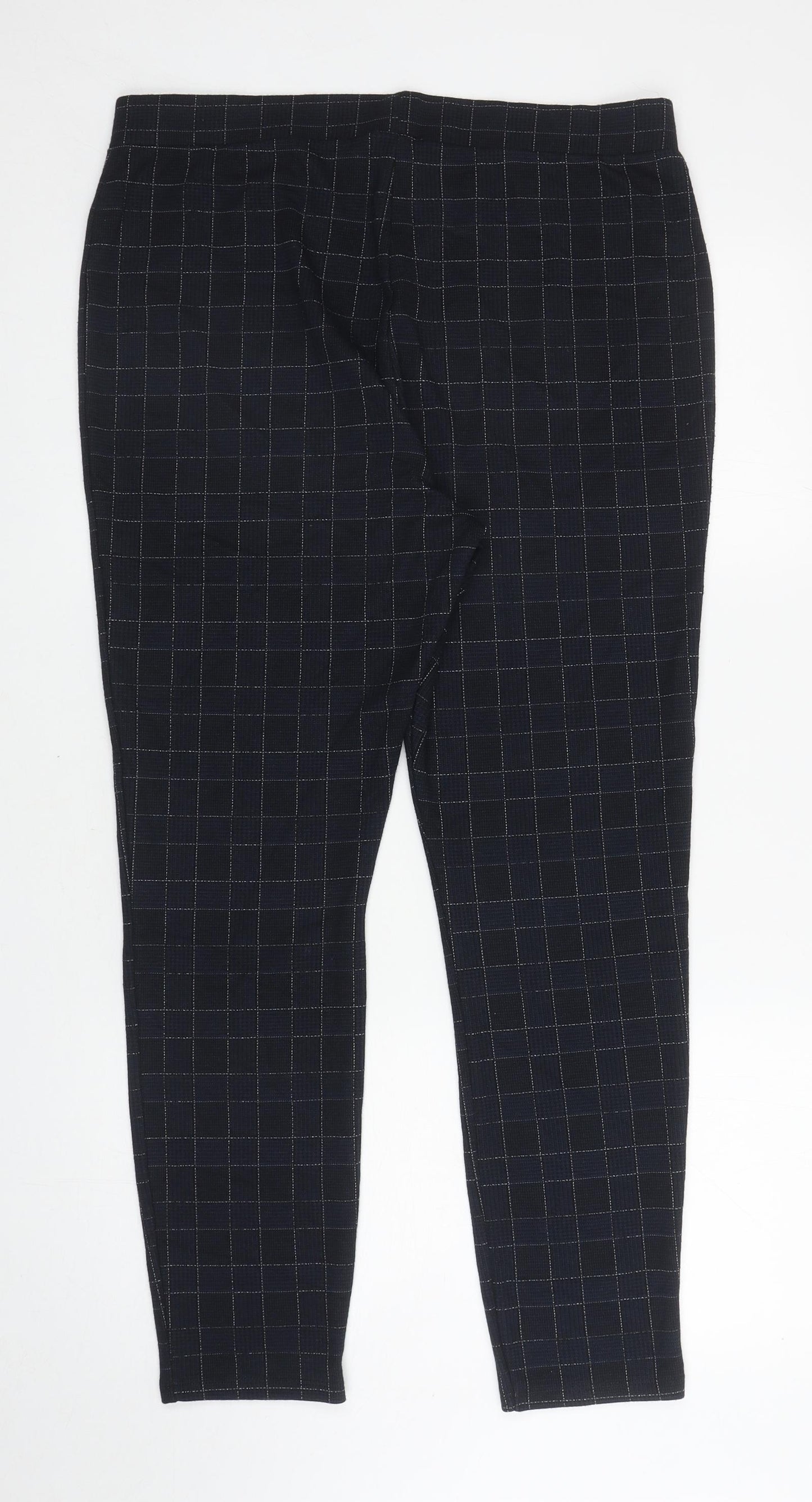 TU Womens Blue Plaid Polyester Capri Trousers Size 18 L28 in Regular
