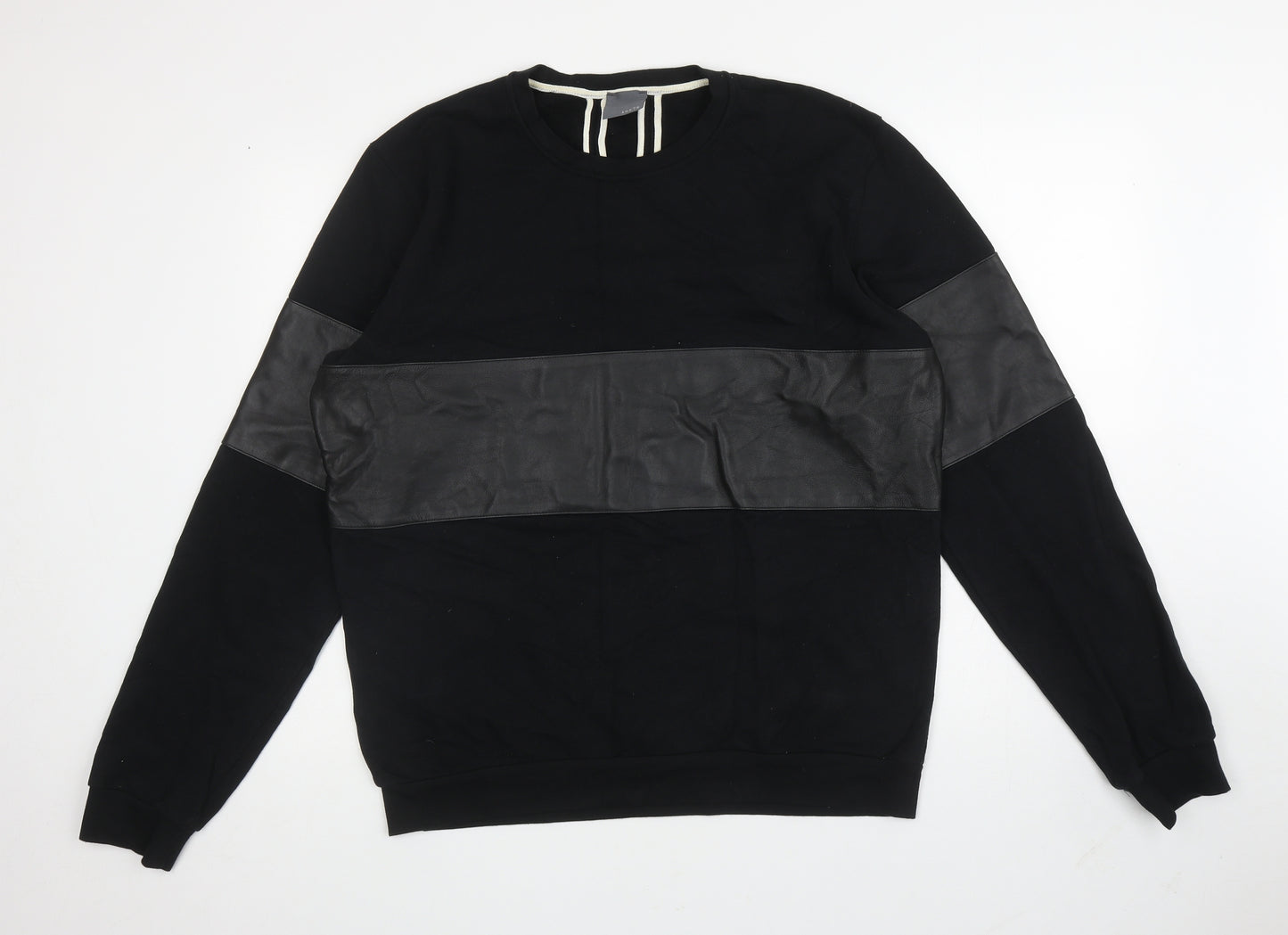 Lot78 Mens Black Cotton Pullover Sweatshirt Size XL