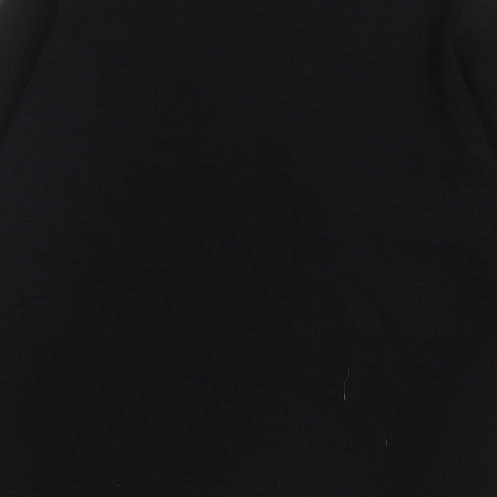 Casamia Womens Black Viscose Basic T-Shirt Size S V-Neck - Embellished Neckline And Cuffs