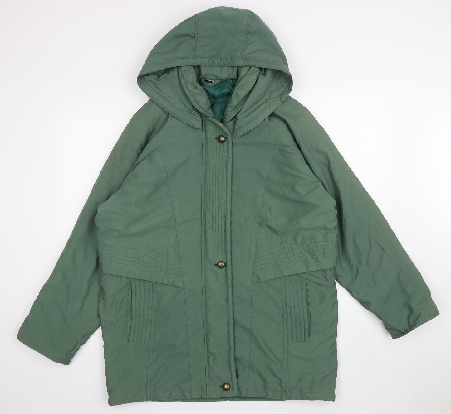 BHS Womens Green Parka Coat Size 12 Zip
