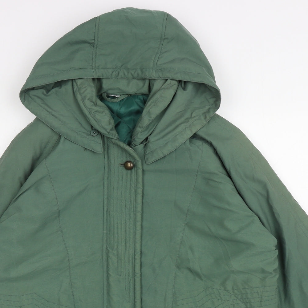 BHS Womens Green Parka Coat Size 12 Zip