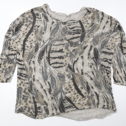 Preworn Womens Brown Animal Print Viscose Basic Blouse One Size Round Neck - Tiger Print