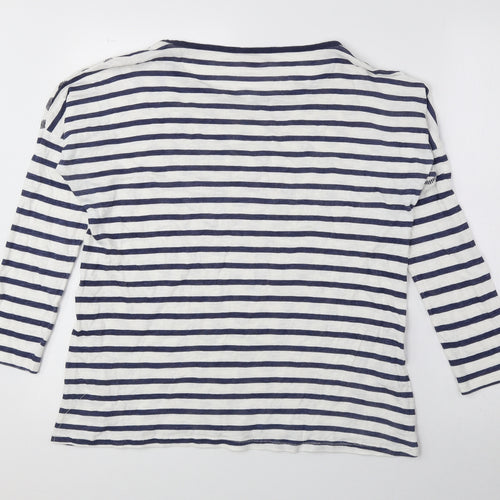 OVS Womens Blue Geometric Polyester Basic Button-Up Size M Round Neck