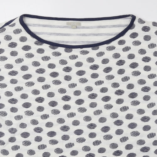 OVS Womens Blue Geometric Polyester Basic Button-Up Size M Round Neck