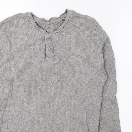 Preworn Womens Grey Cotton Basic Blouse Size M Round Neck