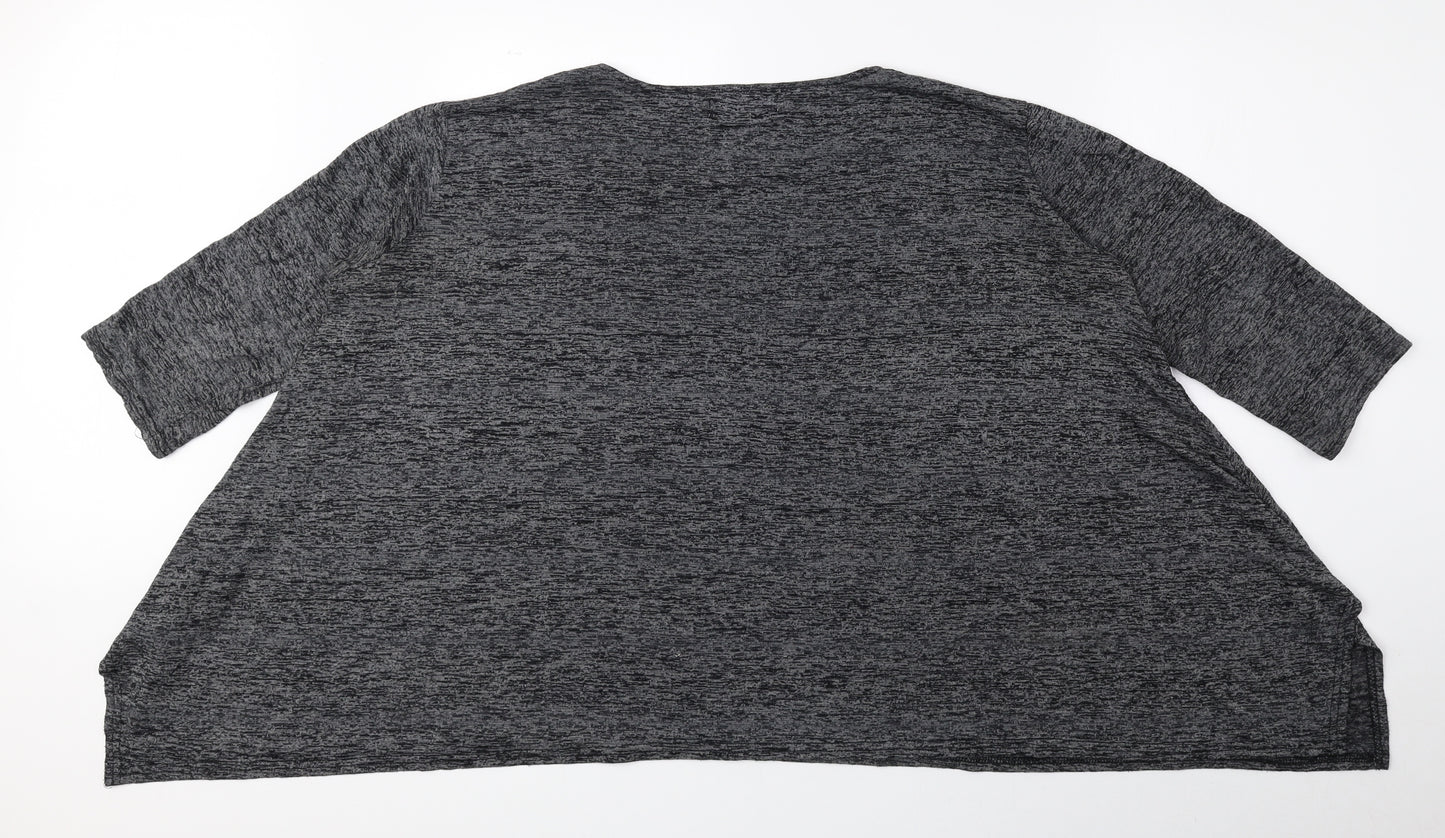 Mirumi Womens Grey Polyester Basic Blouse Size M Round Neck
