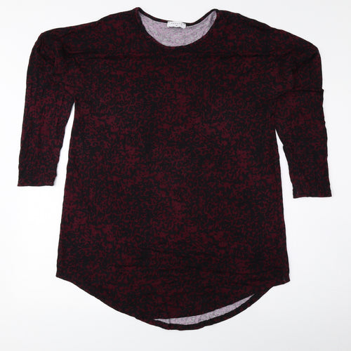 Papaya Womens Black Animal Print Polyester Basic Blouse Size M Round Neck - Cheetah Print