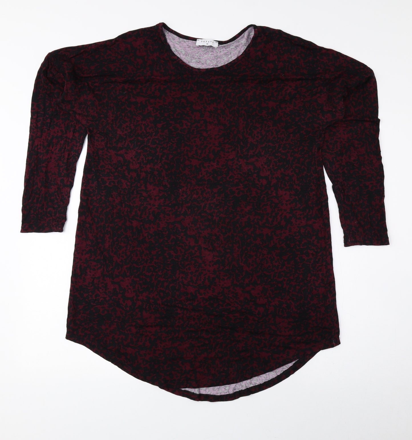 Papaya Womens Black Animal Print Polyester Basic Blouse Size M Round Neck - Cheetah Print