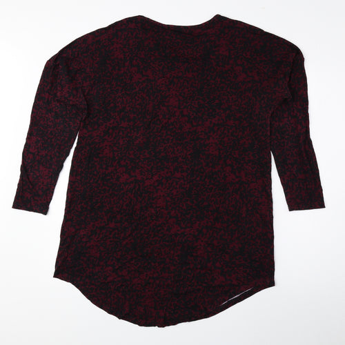 Papaya Womens Black Animal Print Polyester Basic Blouse Size M Round Neck - Cheetah Print