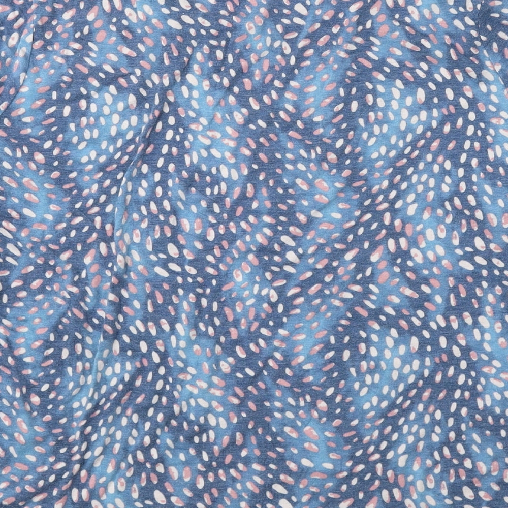 Honor Milburn Womens Blue Geometric Polyester Basic Blouse Size S Round Neck