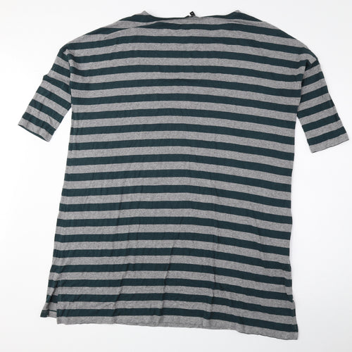 NEXT Womens Green Striped Viscose T-Shirt Dress Size 10 Round Neck Pullover