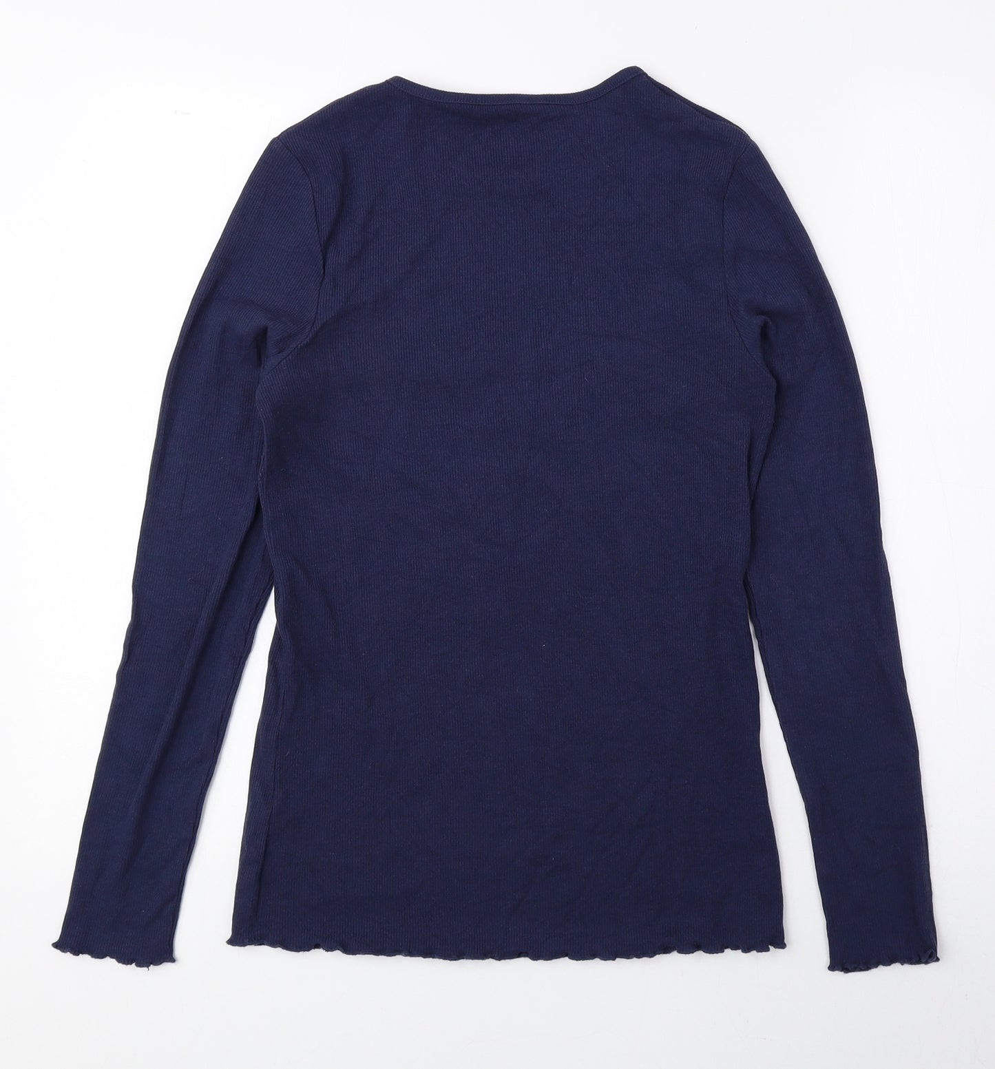 George Womens Blue Cotton Basic Blouse Size 10 Round Neck