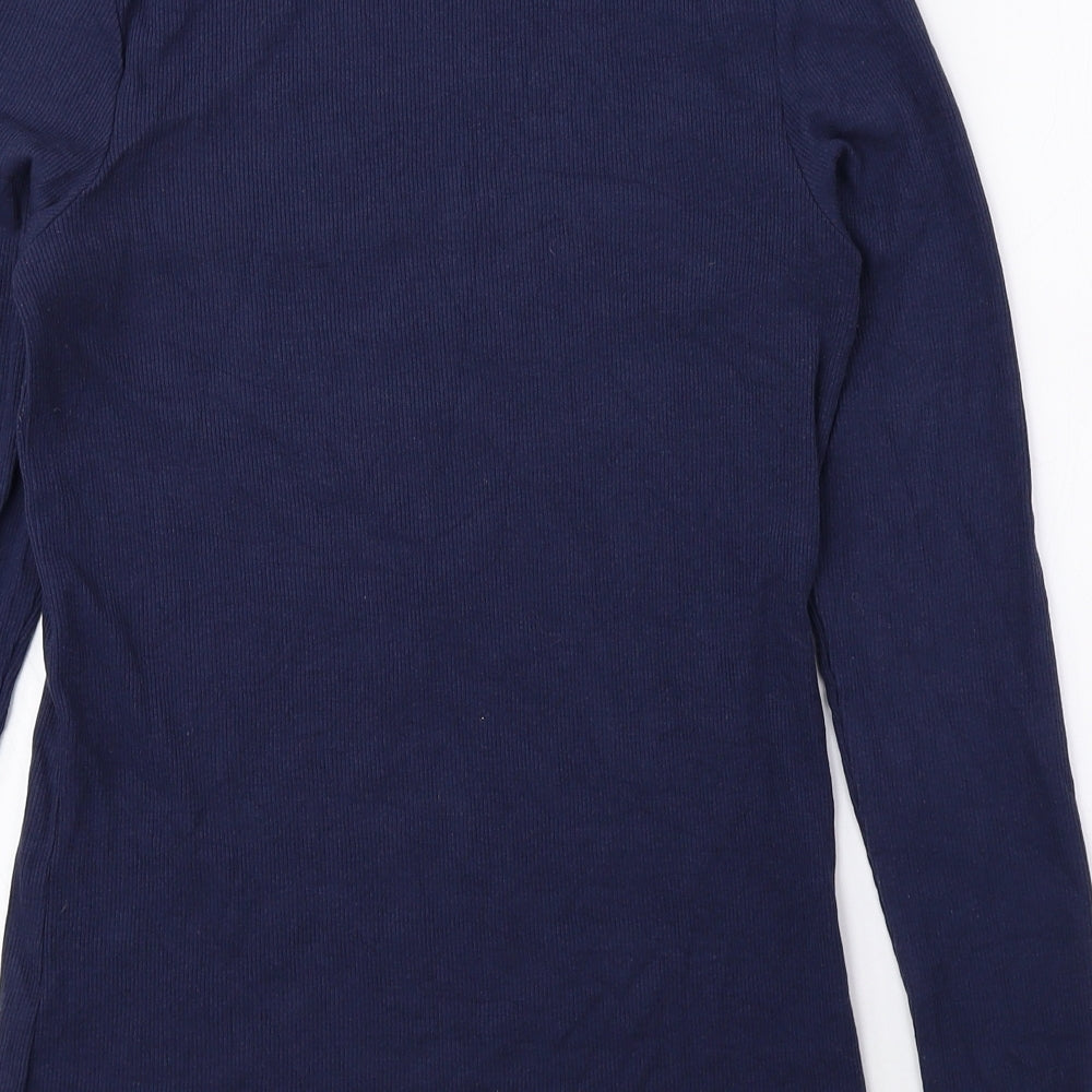 George Womens Blue Cotton Basic Blouse Size 10 Round Neck