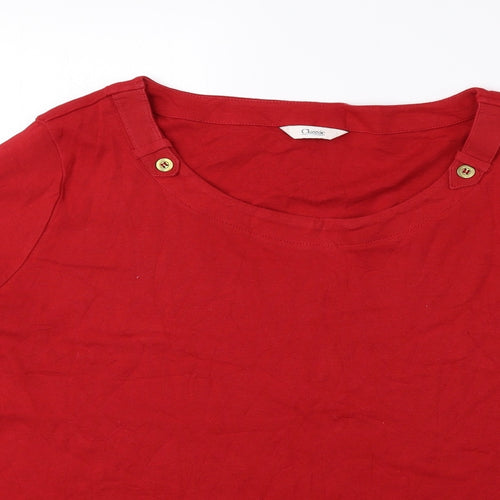 Classic Womens Red 100% Cotton Basic Blouse Size 18 Round Neck
